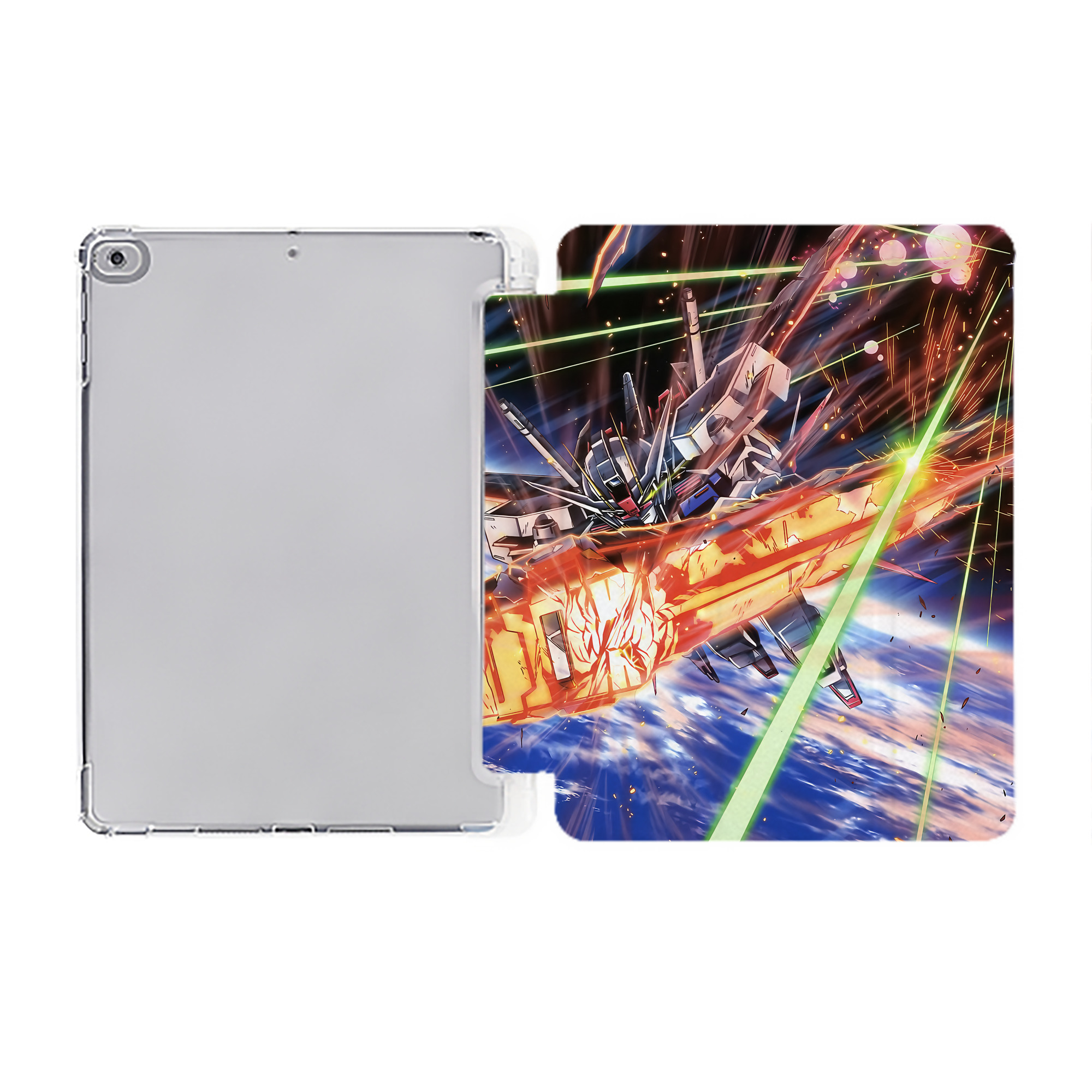 （画像用） 機動戦士ガンダム Mobile Suit Gundam IPad ケース ペン収納付き 三つ折りスタンド PUレザー×シリコン 対応機種9.5/10.5/10.9インチ